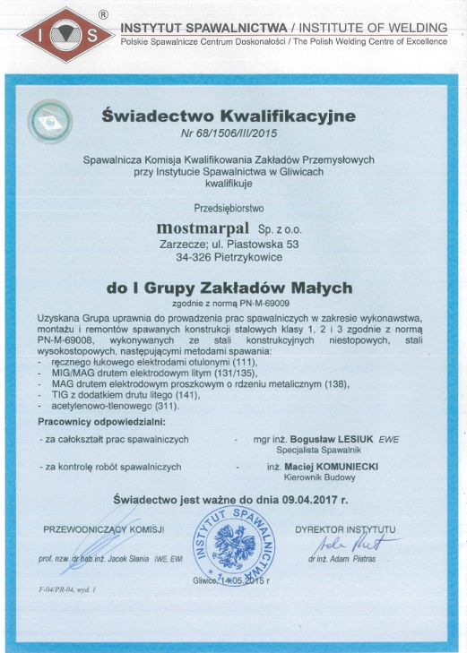 Świadectwo Kwalifikacyjne